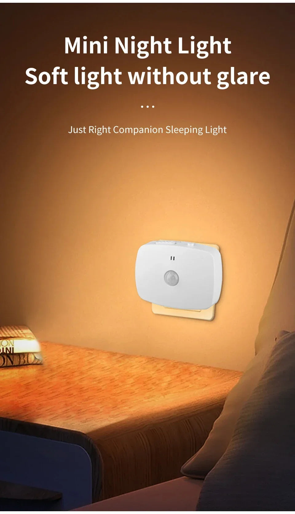 Motion Sensor LED Night Light – Smart Infrared Wall Plug, EU/US, 3 Colors