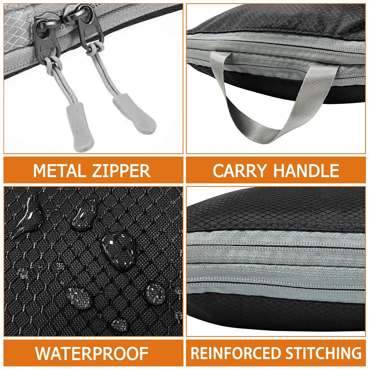 4-Piece Compression Packing Cubes Set – Waterproof Travel Luggage Organizers (S/M/L/XL)