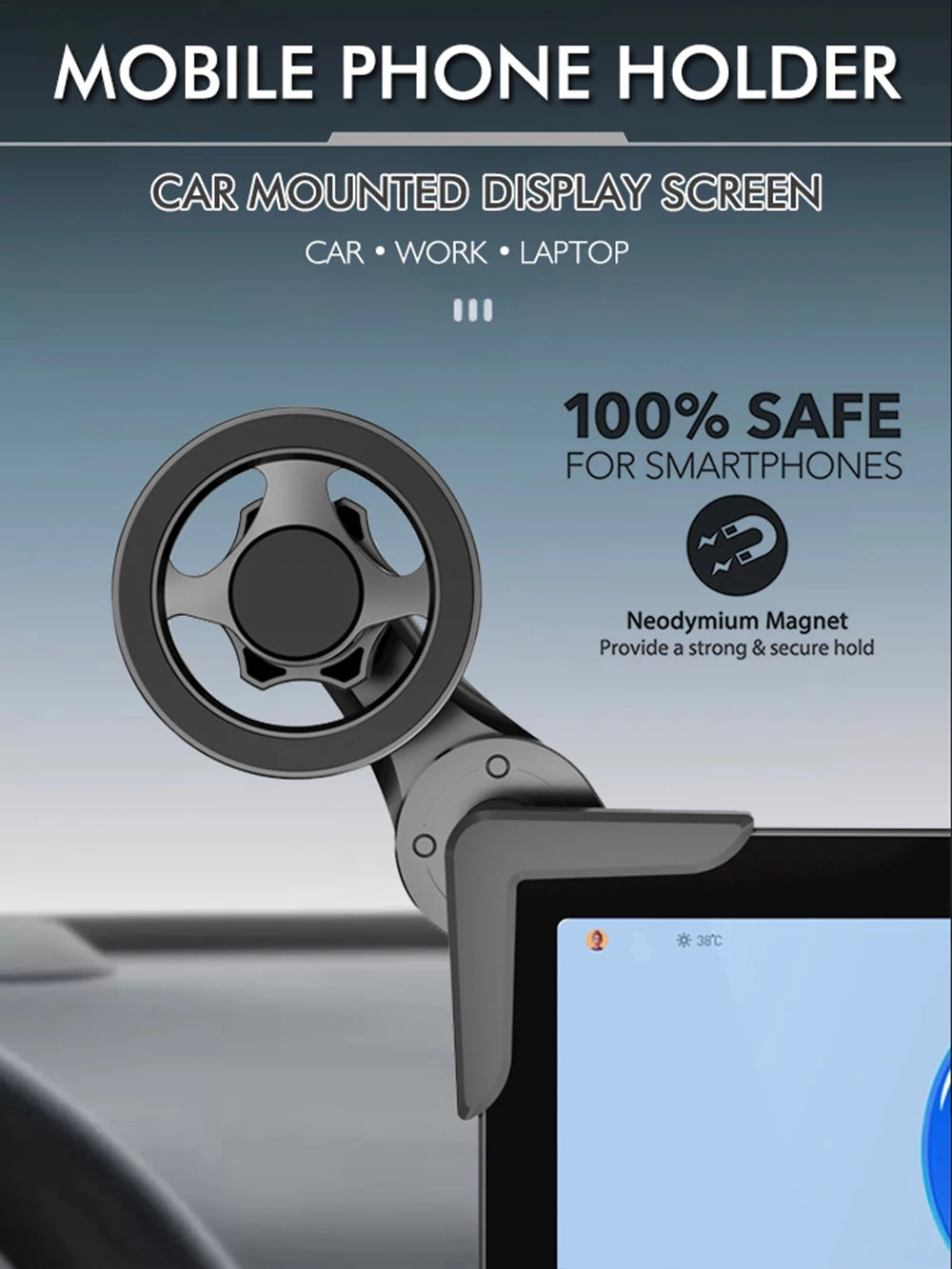 Magnetic Car Phone Holder | 360° Rotation | Foldable Dashboard Mount