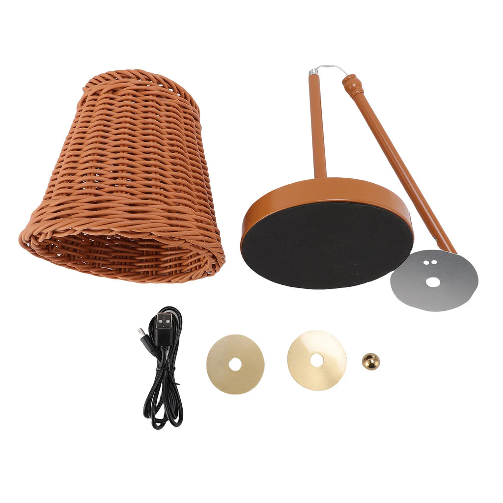 Rattan Cordless Table Lamp – Dimmable LED, Touch Control, Indoor & Outdoor