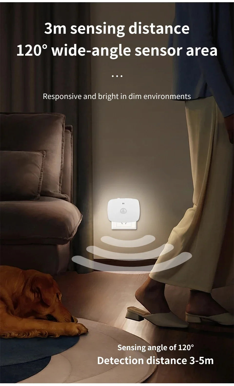 Motion Sensor LED Night Light – Smart Infrared Wall Plug, EU/US, 3 Colors