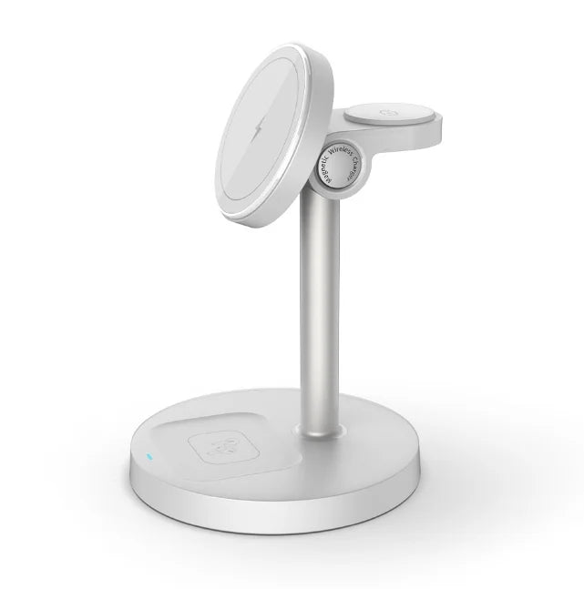 3-in-1 Magnetic Wireless Charger Stand – Adjustable, 15W, iPhone, Apple Watch & AirPods