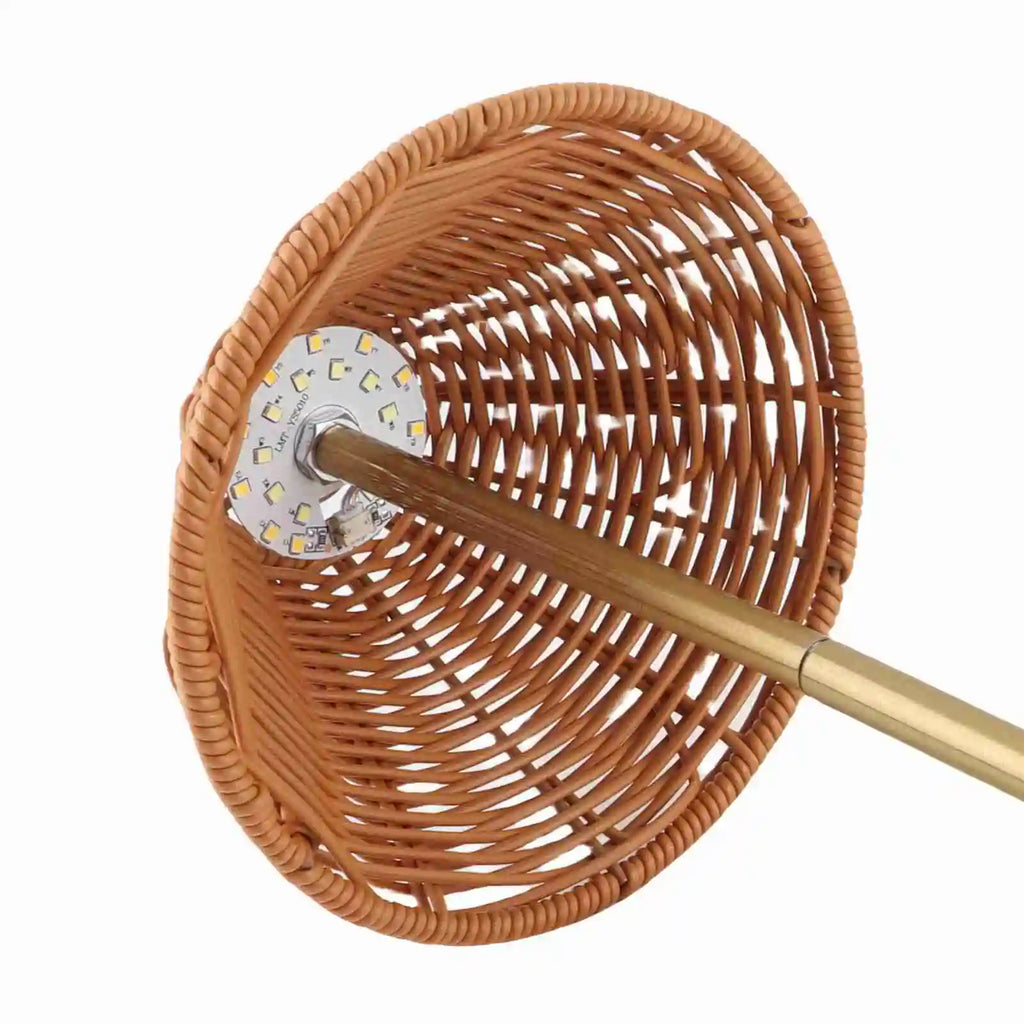 Cordless Boho Rattan Table Lamp – Dimmable LED, USB-C Rechargeable, Home & Restaurant