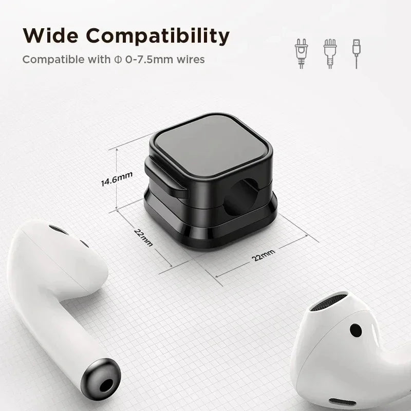 Adhesive Magnetic Cable Clips – Wire & Cord Organizer for Desk, Office & Home