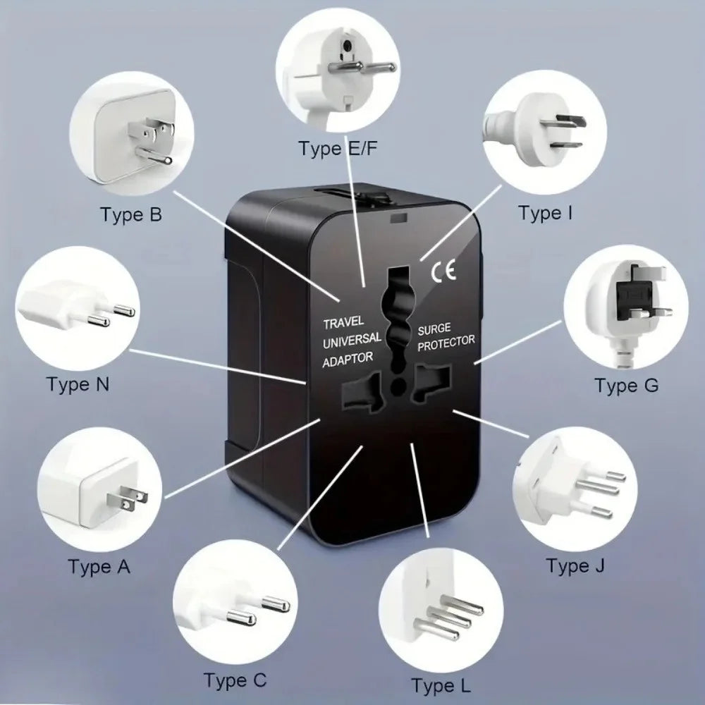 Universal Travel Adapter with Dual USB Ports – UK/US/AU to EU Plug Converter