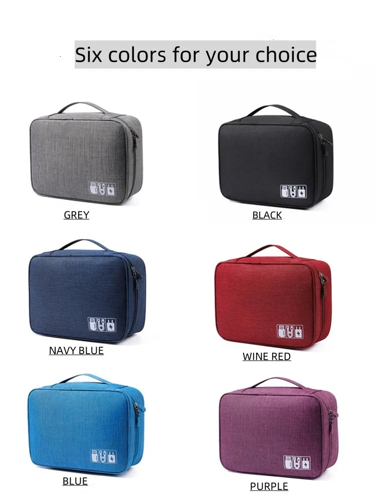 Waterproof Oxford Cable Storage Bag – Portable USB & Charger Travel Organizer