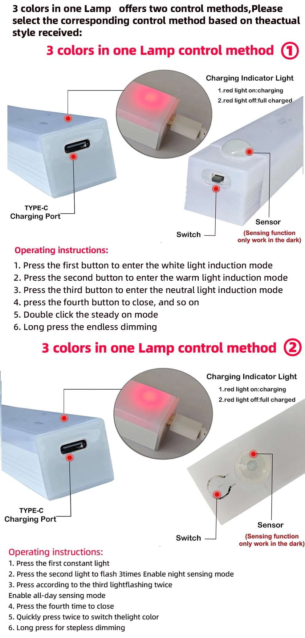 Wireless Motion Sensor LED Night Light – USB-C Rechargeable