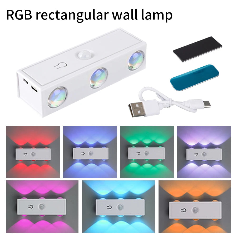 Magnetic Motion Sensor Night Light – RGB & 3-Color, Rechargeable, USB-C