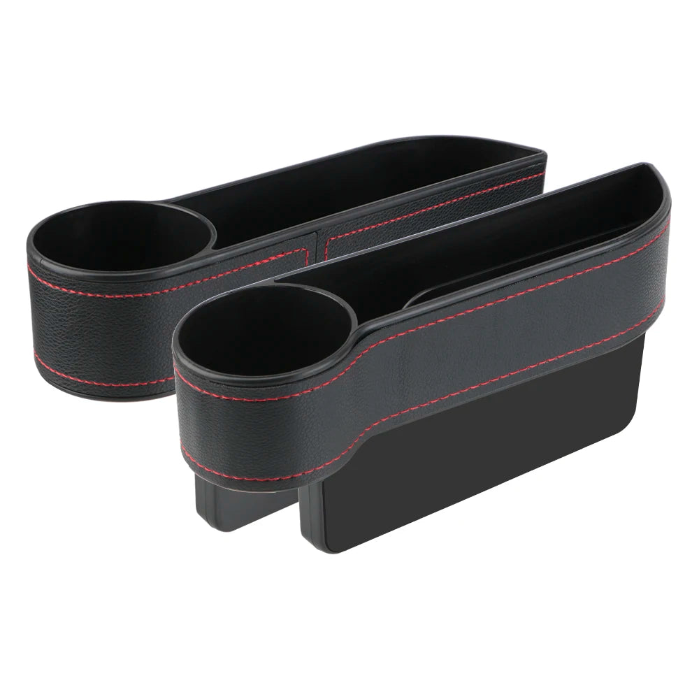 Leather Car Seat Gap Storage Box with Charging Hole