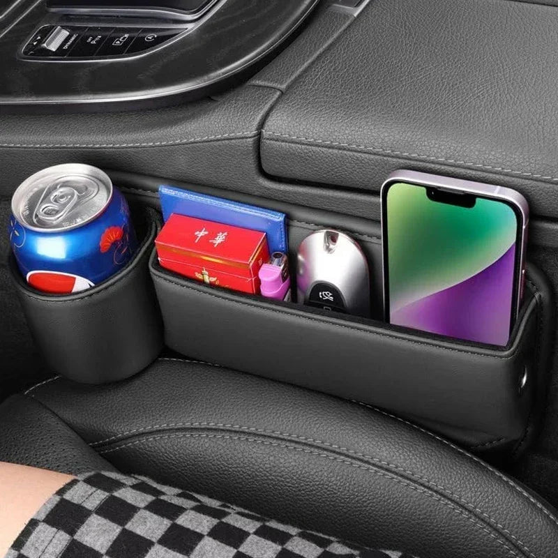 Car Seat Gap Filler Console Organizer with Cup Holder & Storage Bin