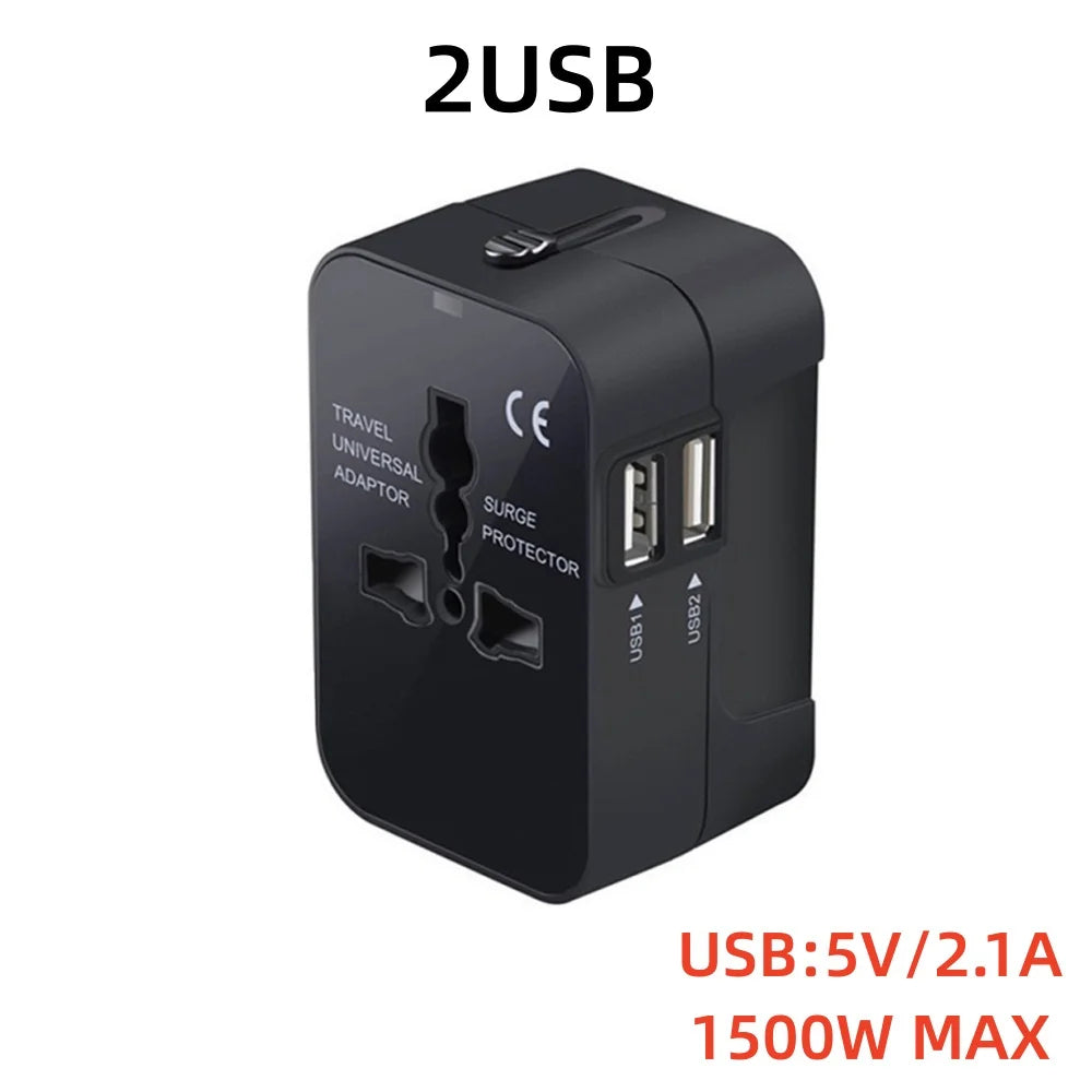 Universal Travel Adapter with Dual USB Ports – UK/US/AU to EU Plug Converter