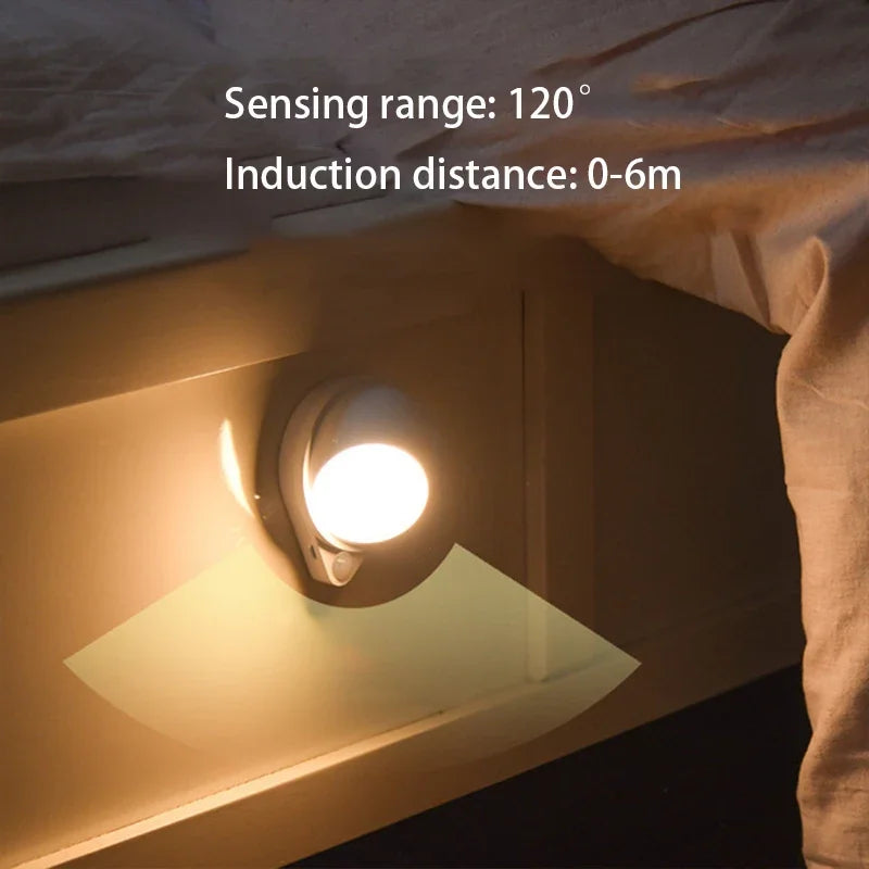 360° Motion Sensor LED Night Light – Touch Dimming, USB Rechargeable