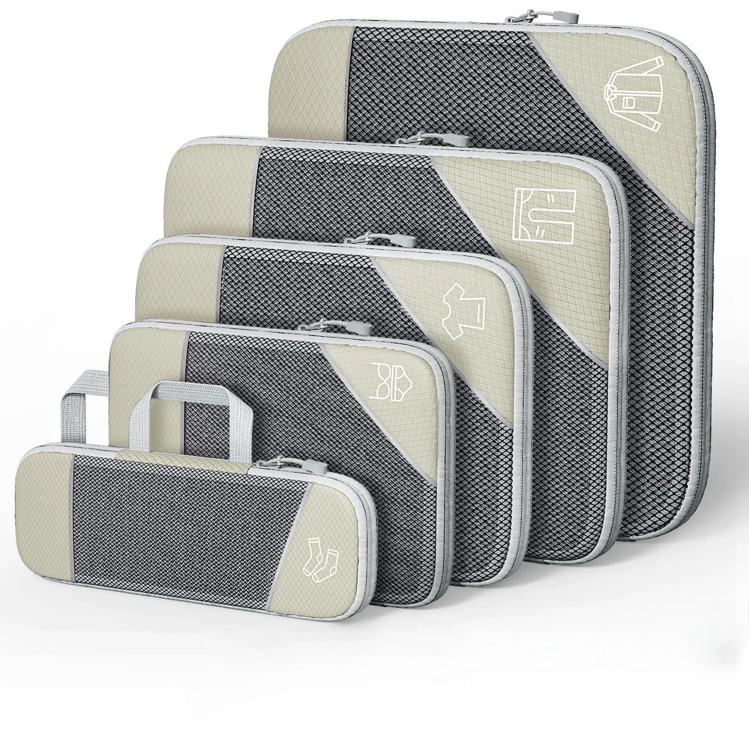 5-Piece Mesh Compression Packing Cubes – Lightweight Travel Organizer Set for Suitcases