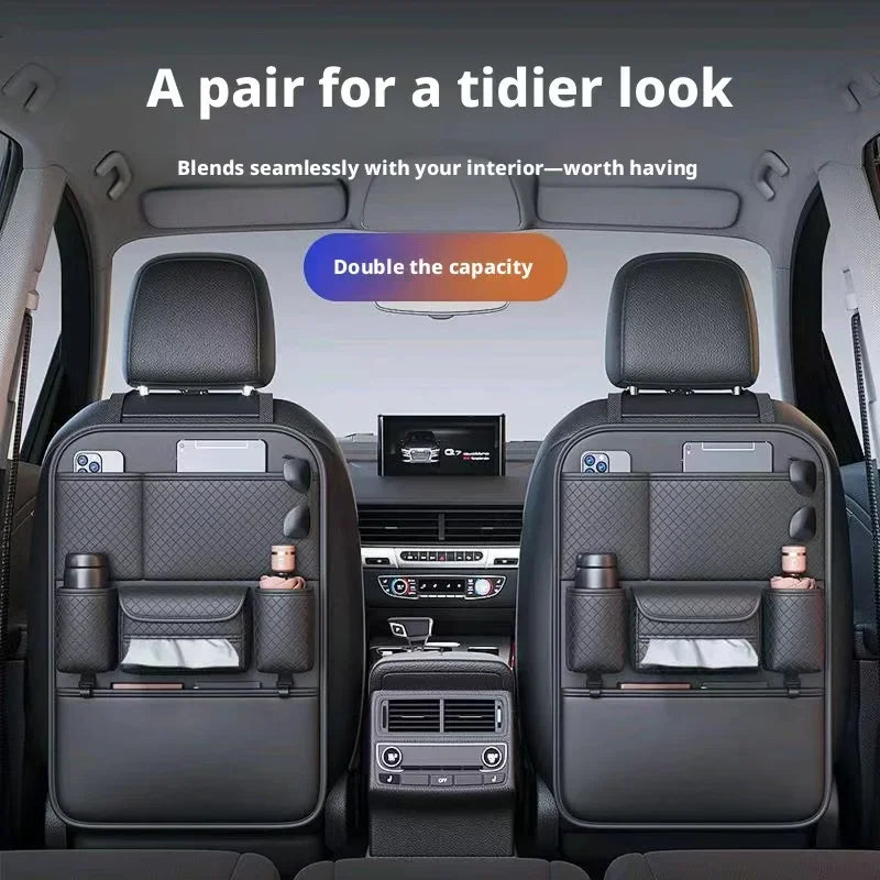High-Capacity Car Seat Gap Organizer | Built-In Cup Holder | Premium PU | Universal Fit
