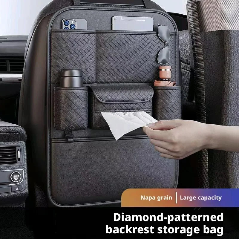 High-Capacity Car Seat Gap Organizer | Built-In Cup Holder | Premium PU | Universal Fit