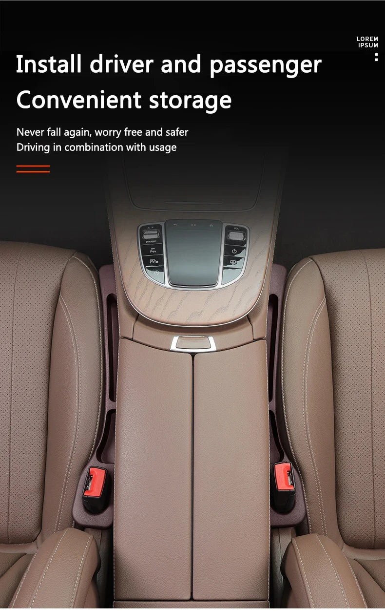 Waterproof Car Seat Gap Filler Strip 2-Pack – EVA Plug with 2 Grooves, Seatbelt-Safe