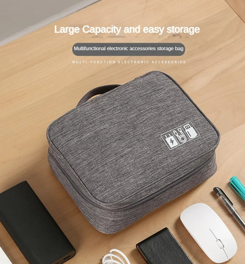 Large Capacity Multifunctional Electronic Organizer Travel Bag for Power Bank & Cables