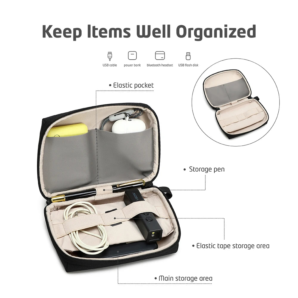 Travel Electronics Organizer Bag – Portable Cable, Charger & Power Bank Storage