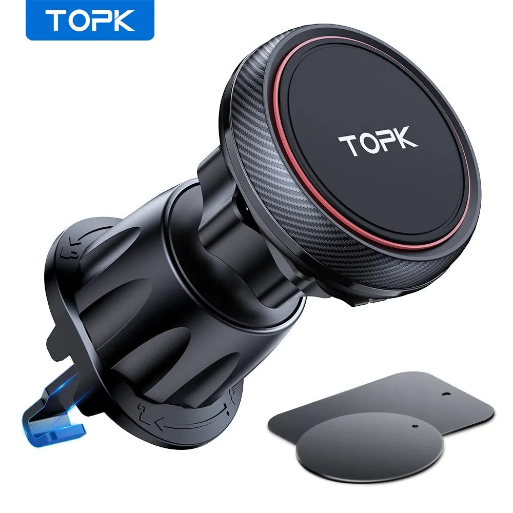 TOPK Magnetic Car Phone Holder | 6 N52 Magnets | Air Vent Mount | Universal Fit