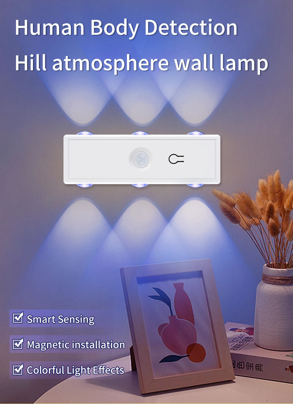 Magnetic Motion Sensor Night Light – RGB & 3-Color, Rechargeable, USB-C