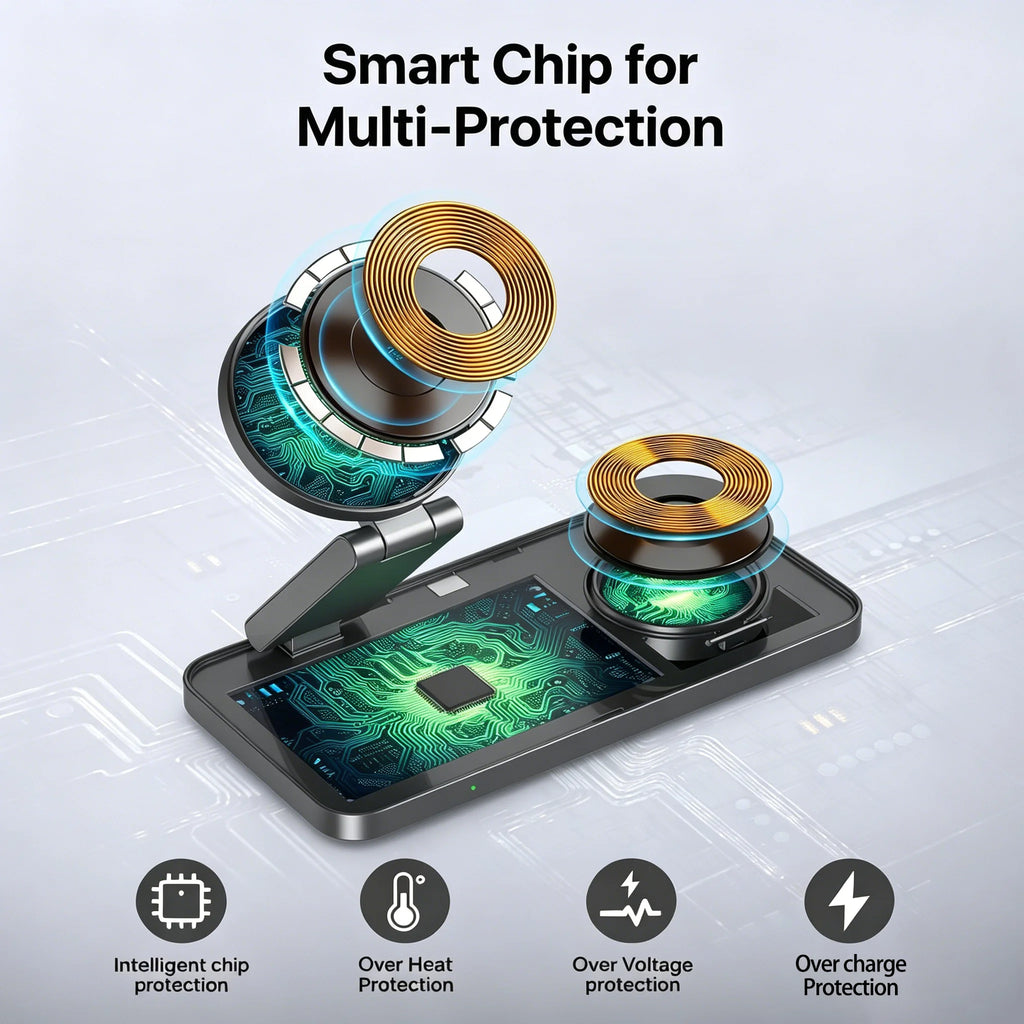 Foldable 3-in-1 Magnetic Wireless Charging Station