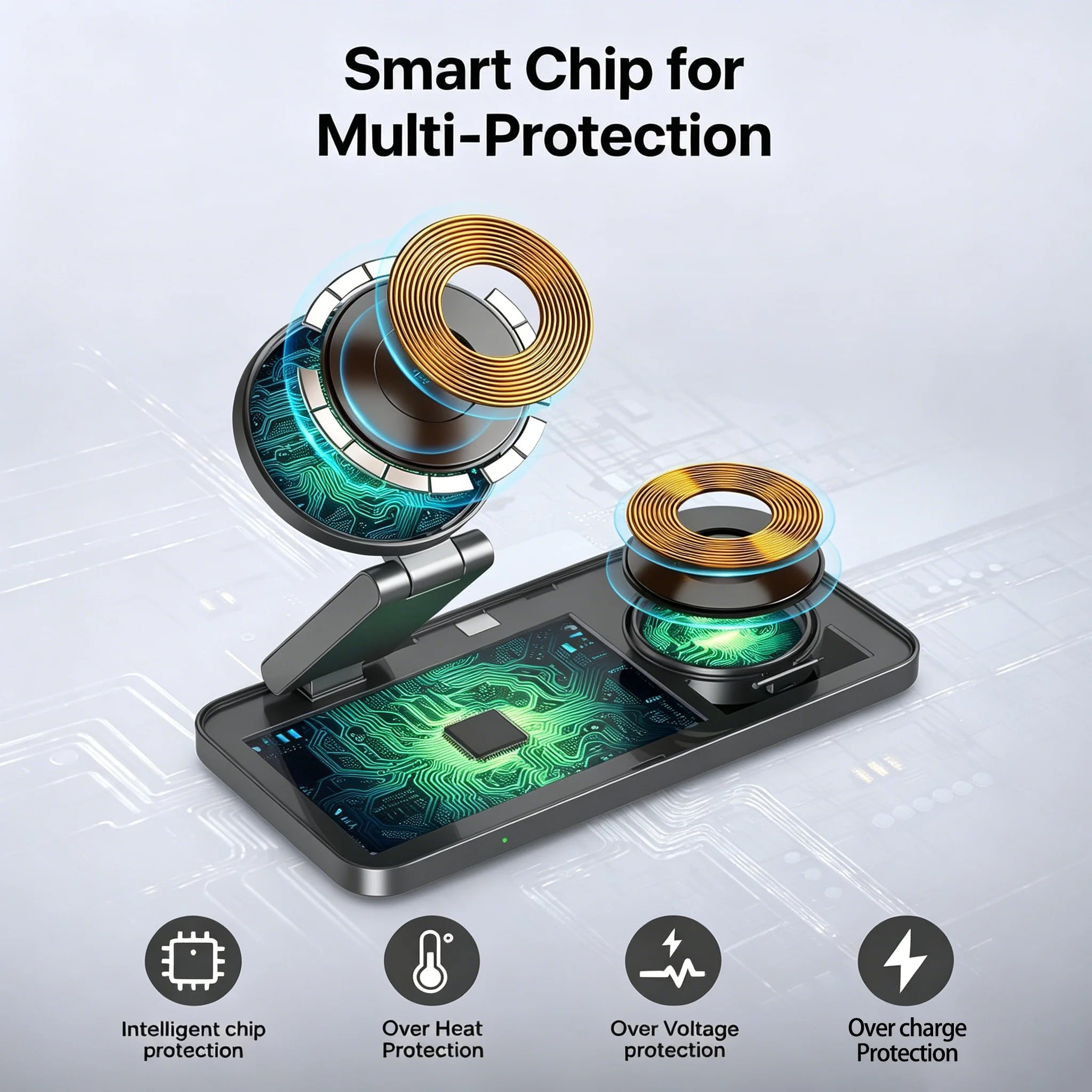 Foldable 3-in-1 Magnetic Wireless Charging Station