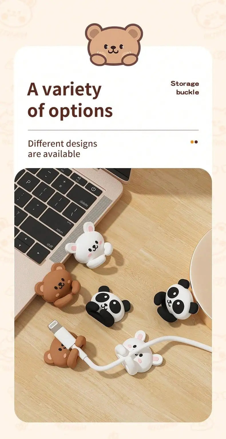 Cute Self-Adhesive Desktop Cable Winder Clips & Cord Holder