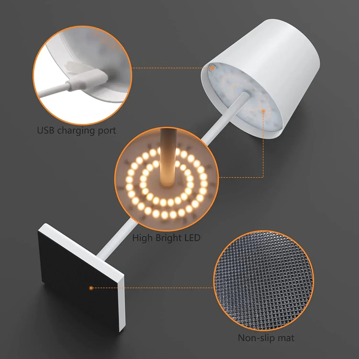 Cordless Dimmable Table Lamp – Touch Control, Indoor & Outdoor Atmosphere Light