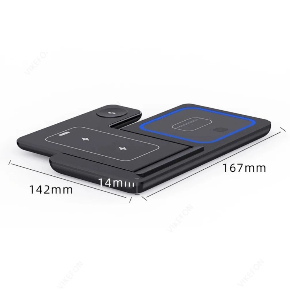 Foldable 3-in-1 Wireless Charging Station – iPhone, Apple Watch & AirPods, 15W Fast Charge