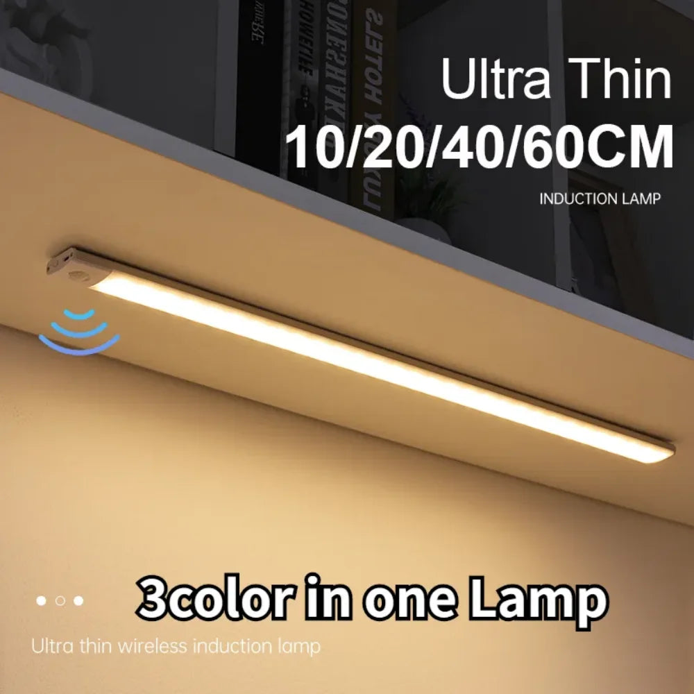 Slim Magnetic LED Strip Light – Motion Sensor, USB Rechargeable, 3-Color