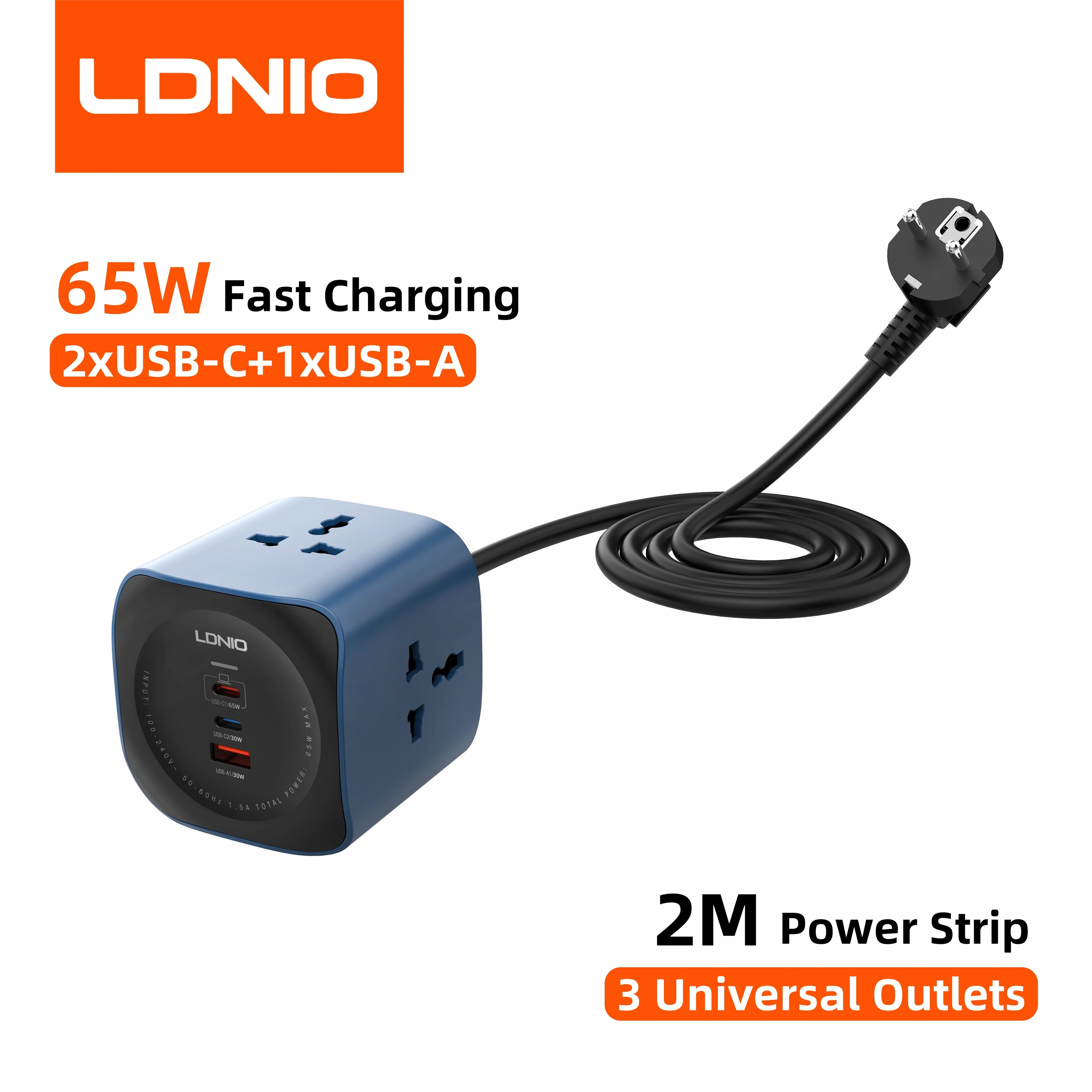 LDNIO Universal Travel Adapter EU/KR to UK/US/AU Plug Converter