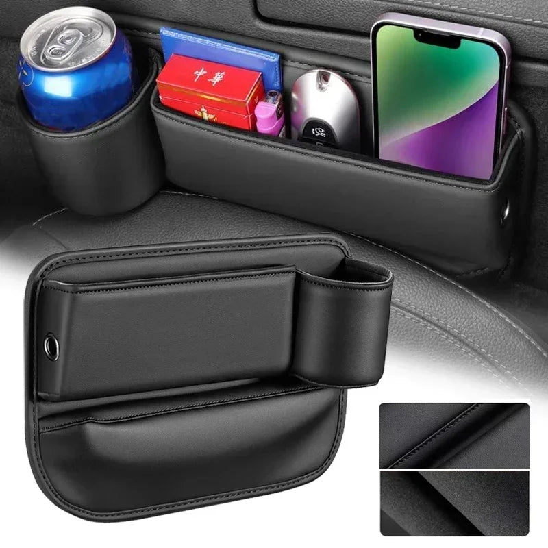 Car Seat Gap Filler Console Organizer with Cup Holder & Storage Bin