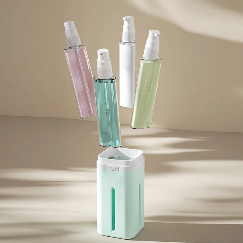 4-in-1 Refillable Leak-Proof Travel Dispenser Bottle for Camping & Business