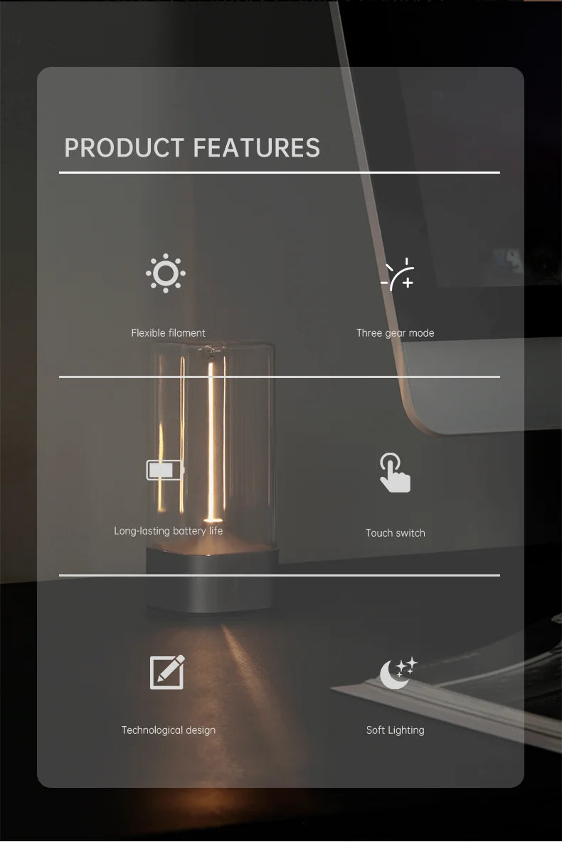 Minimalist Cordless Table Lamp – 3-Level Dimmable Rechargeable LED