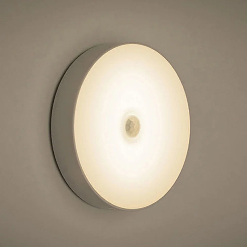 Round Motion Sensor LED Puck Light – USB Rechargeable, Warm/Cool White