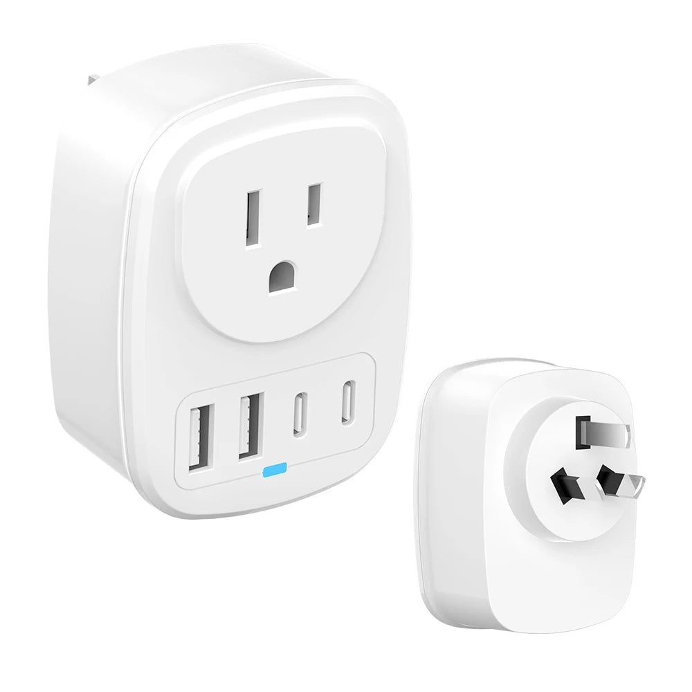 All-in-One Travel Adapter EU/UK/US/AU with 2 USB + 2 Type-C Ports