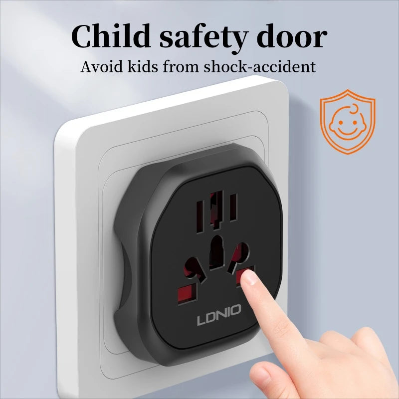 LDNIO Universal Travel Adapter EU/KR to UK/US/AU Plug Converter