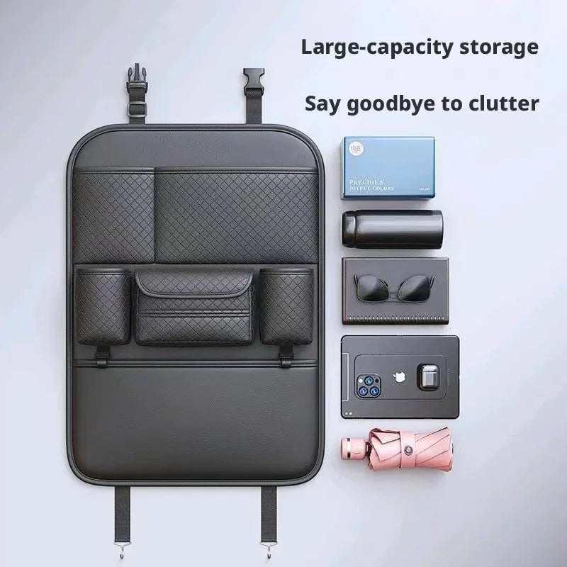 High-Capacity Car Seat Gap Organizer | Built-In Cup Holder | Premium PU | Universal Fit