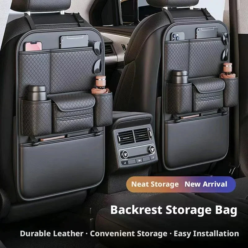 High-Capacity Car Seat Gap Organizer | Built-In Cup Holder | Premium PU | Universal Fit