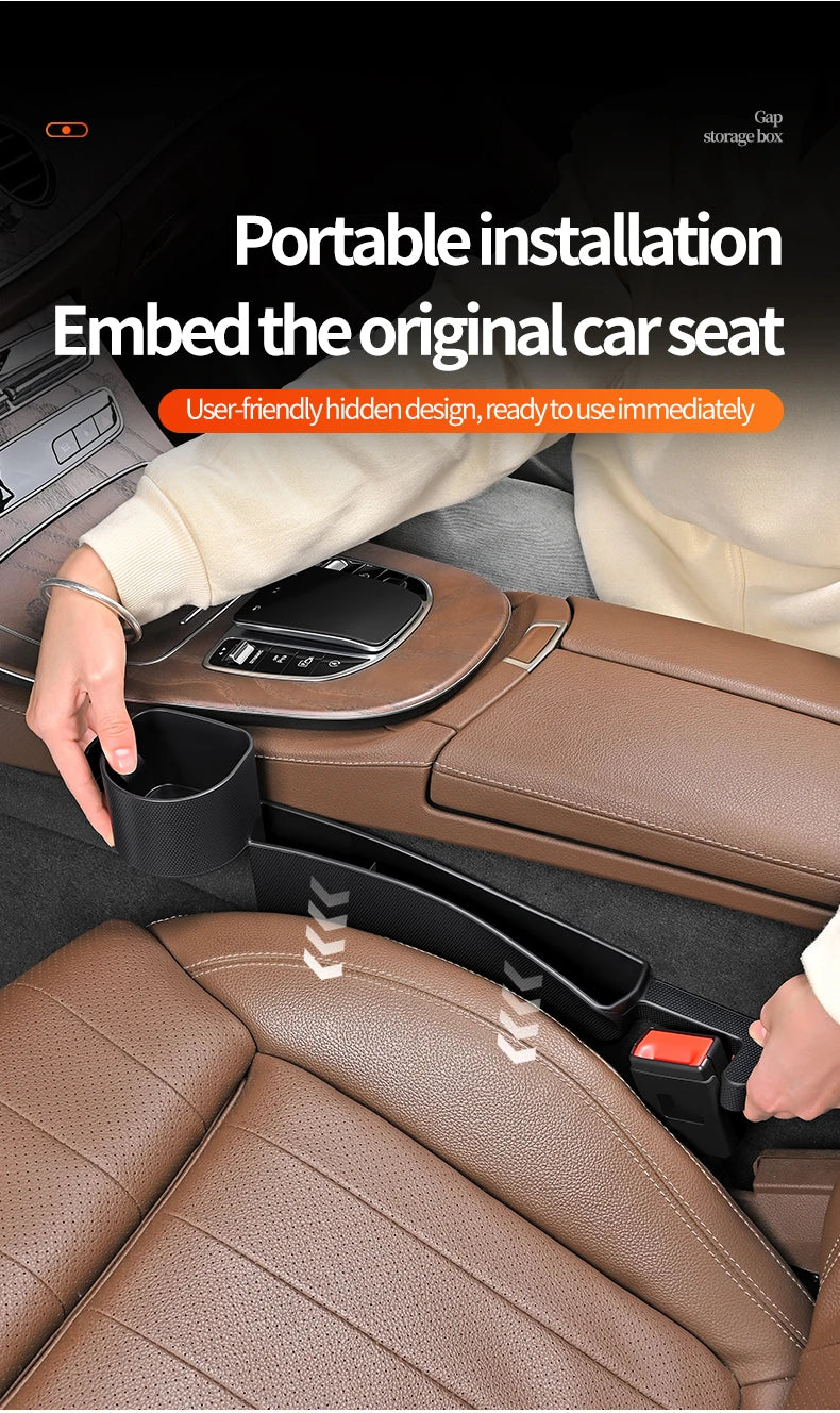 Car Seat Gap Filler Organizer | Cup Holder & Hook | TPE | 2-Pack