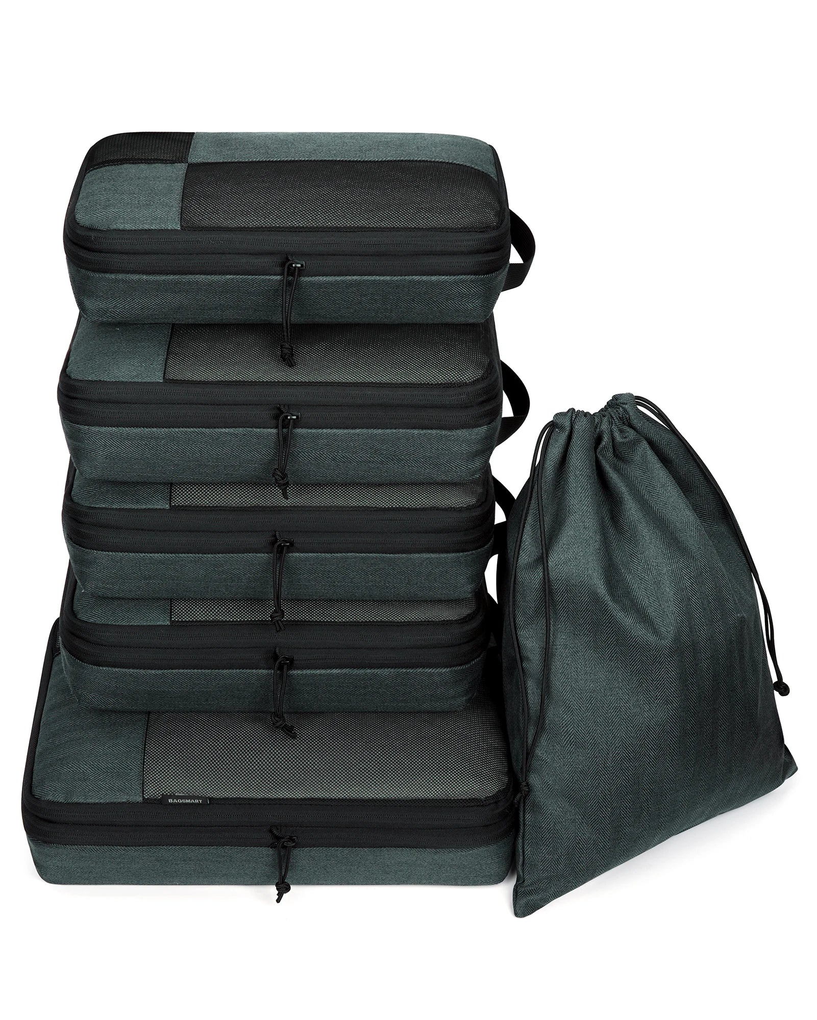 BAGSMART 6-Piece Compression Packing Cubes Set – Expandable Travel Luggage Organizer with Shoe Bag