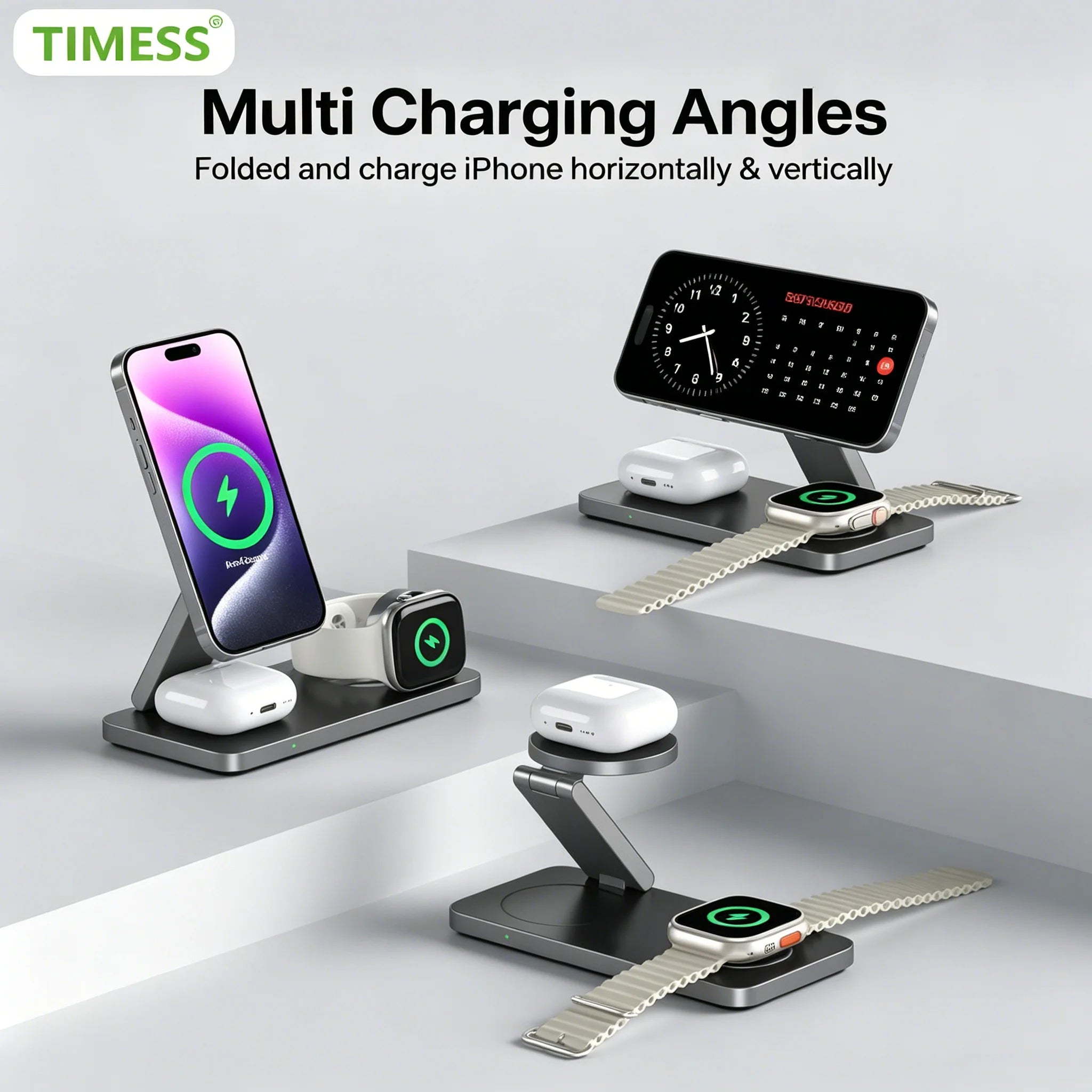 Foldable 3-in-1 Magnetic Wireless Charging Station