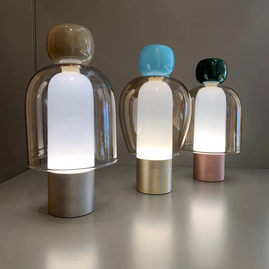 Nordic Glass Cordless Table Lamp – Rechargeable Bedside Desk Light