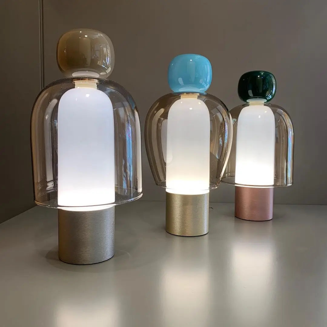 Nordic Glass Cordless Table Lamp – Rechargeable Bedside Desk Light