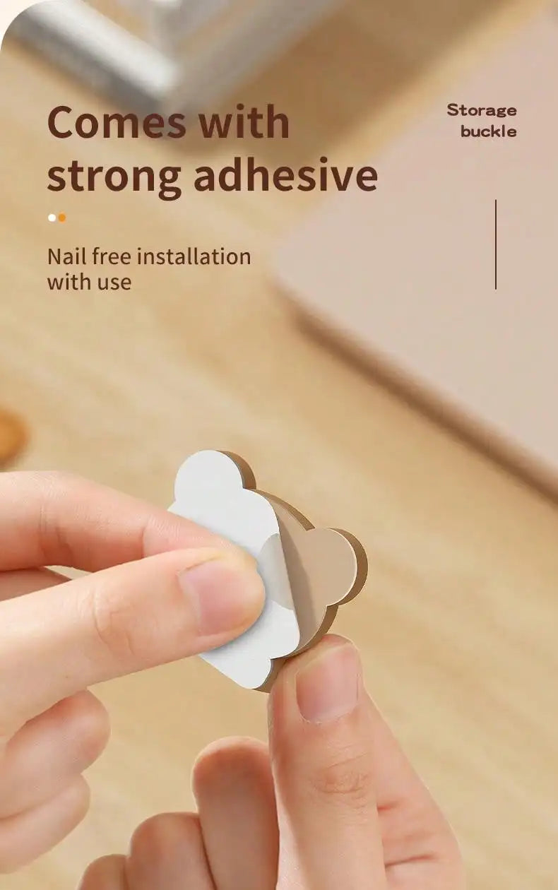 Cute Self-Adhesive Desktop Cable Winder Clips & Cord Holder