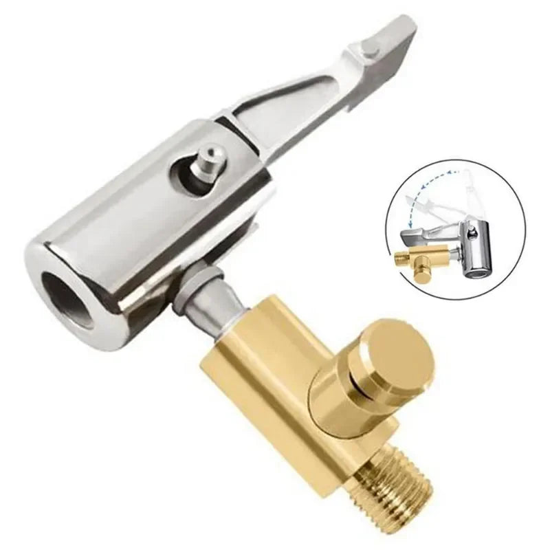 Tire Air Chuck with Barb Connector – Zinc Alloy Inflator Chuck for Car Hose Repair