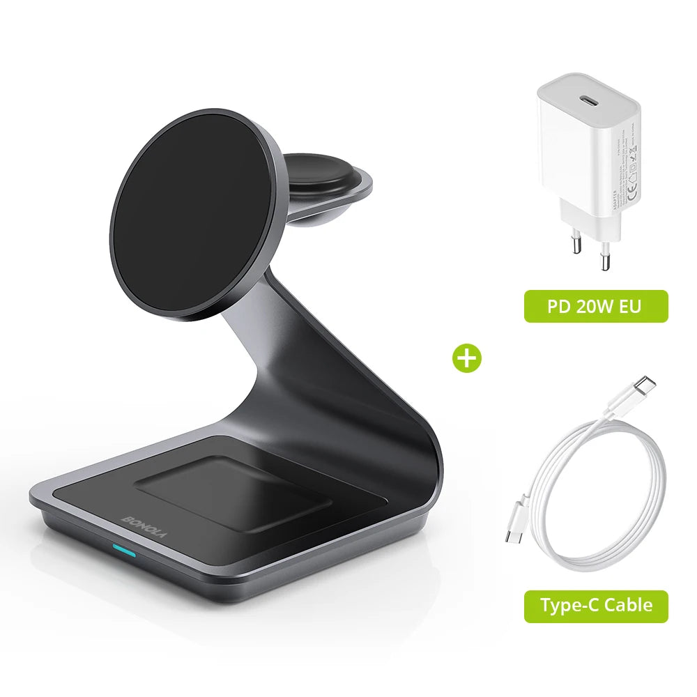 AICO Magnetic 3 in 1 Wireless Charger for iPhone 17/16/15/13/14/12 30W Wireless Charging Station for Apple Watch/AirPods Pro