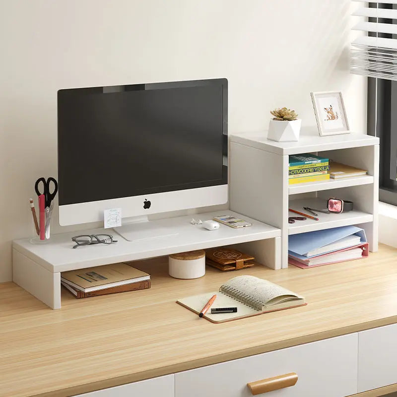 Ergonomic Monitor Riser Stand with Keyboard Storage & Desk Organizer