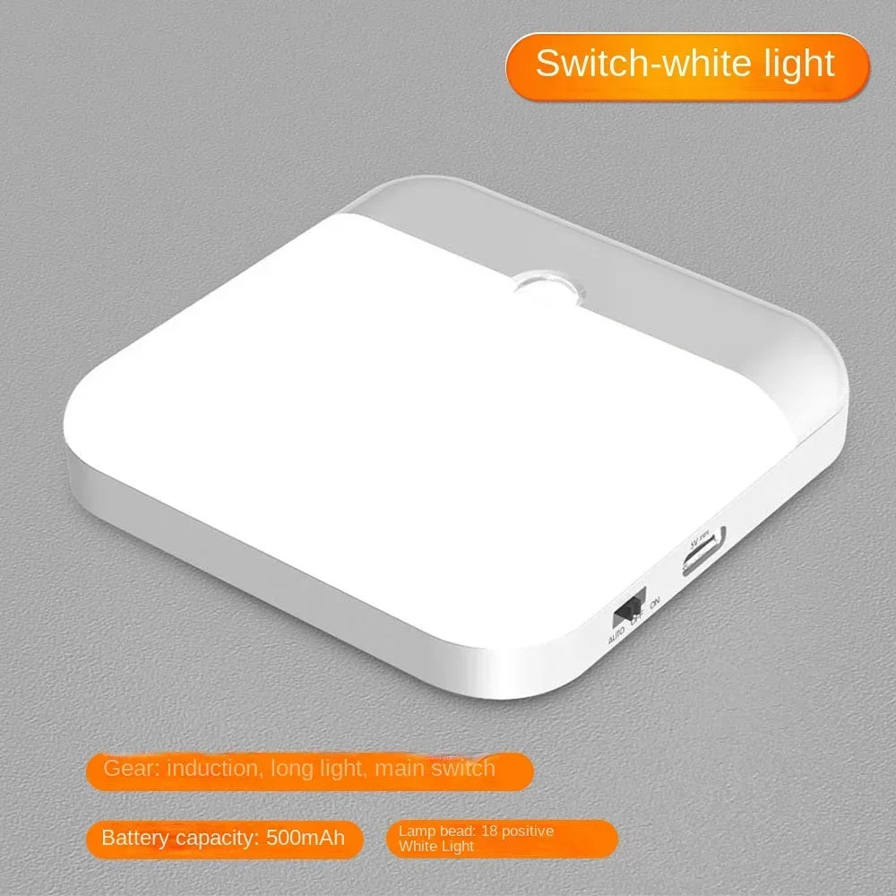 Motion Sensor Light USB Night Light LED Lamp With Switch Rechargeable Inductor Lights For Kitchen Stairs Hallway Closet Bedroom