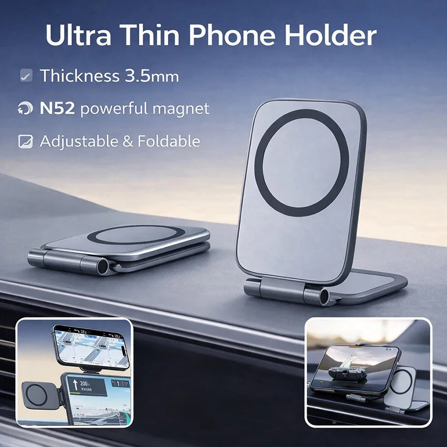 Foldable Magnetic Car Phone Mount – Adjustable Dashboard Holder